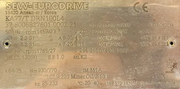 Motoreduktor / przekładnia 2,2kW 23obr. SEW - zdjęcie 2