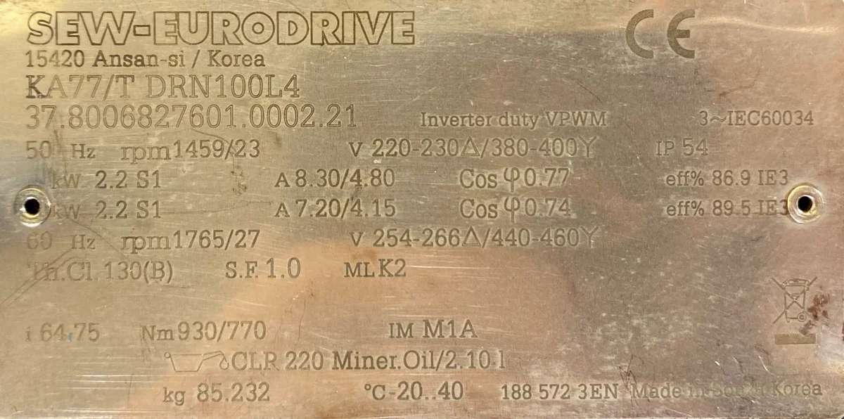 Motoreduktor / przekładnia 2,2kW 23obr. SEW - zdjęcie 2