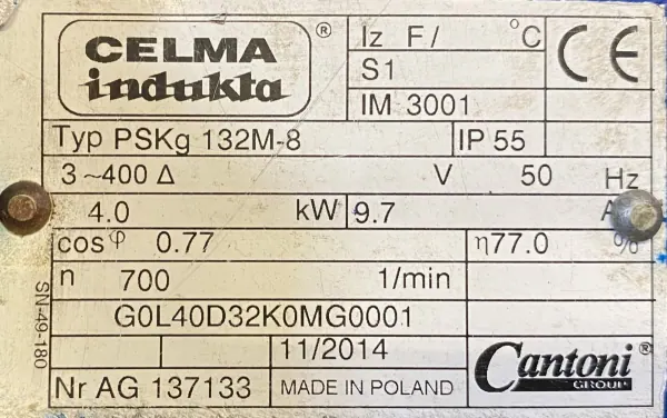 Silnik elektryczny 4kW 700obr. 3fazowy INDUKTA - zdjęcie 2