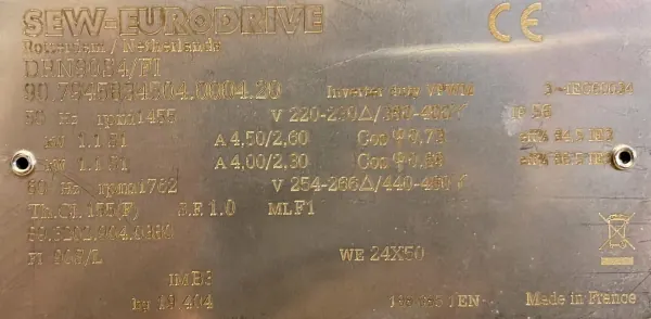 Silnik elektryczny 1,1kW 1455obr. 3fazowy SEW IE3 B3 - zdjęcie 2