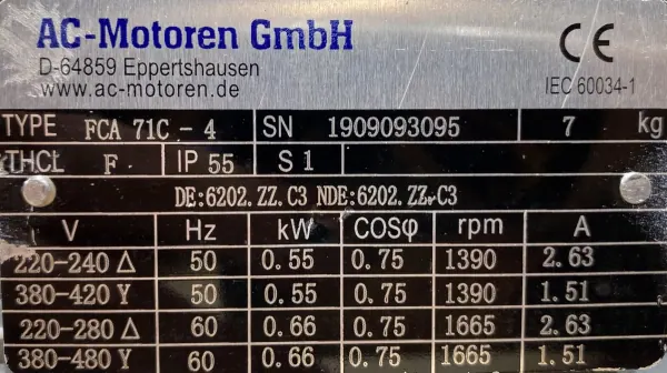 Silnik elektryczny 0,55kW 1390obr. 3fazowy B34 - zdjęcie 2