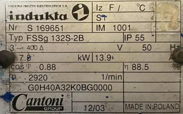 Silnik elektryczny 7,5kW 2920obr. 3fazowy INDUKTA - zdjęcie 2