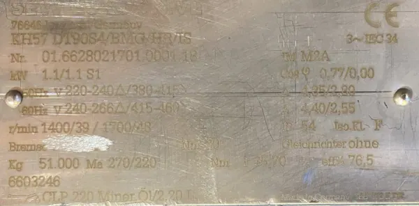 Motoreduktor / przekładnia 1,1kW 39obr. 3fazowy SEW - zdjęcie 2