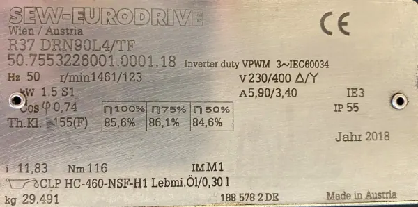 Motoreduktor / przekładnia 1,5kW 123obr. SEW - zdjęcie 2