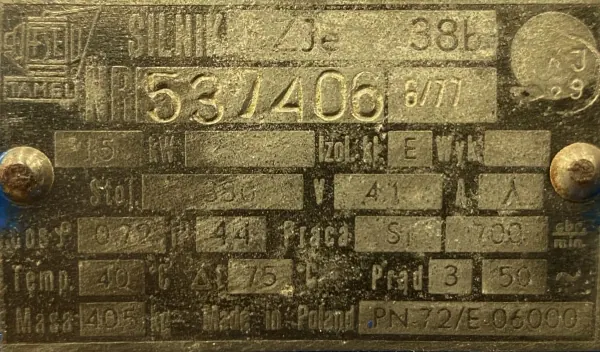 Silnik elektryczny 1,5kW 700obr. 3fazowy Tamel SZJe 38b - zdjęcie 2
