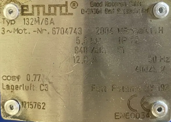 Silnik elektryczny 5,5kW 940obr. 3fazowy - zdjęcie 2
