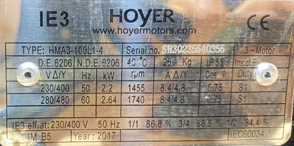 Silnik elektryczny 2,2kW 1455obr. 3fazowy IE3 - zdjęcie 2