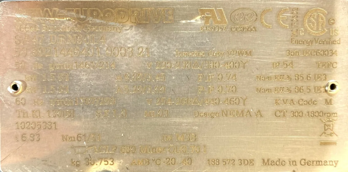 motoreduktor / przekładnia 1,5kW 214obr. SEW - zdjęcie 2