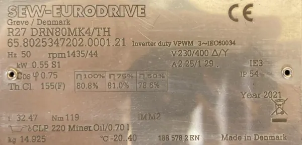 Motoreduktor / przekładnia 0,55kW 44obr. 3fazowy SEW - zdjęcie 2