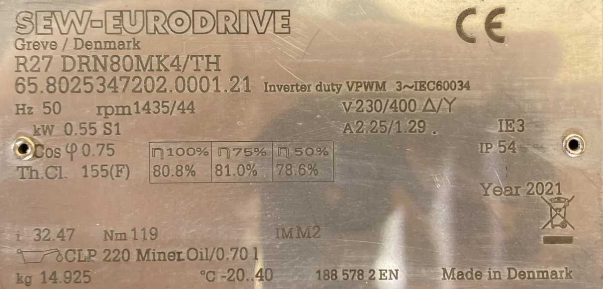 Motoreduktor / przekładnia 0,55kW 44obr. 3fazowy SEW - zdjęcie 2