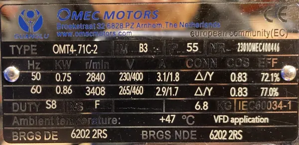 Wentylator / dmuchawa 0,75kW 2840obr. 3fazowy U - zdjęcie 3