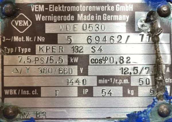 Silnik elektryczny 5,5kW 1440obr. 3fazowy VEM - zdjęcie 2