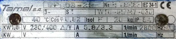 Silnik elektryczny jamnik 1,5kW 2800obr. 3fazowy Tamel DO PIŁY TARCZOWEJ - zdjęcie 2