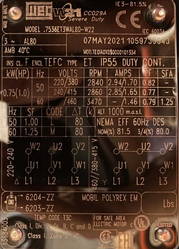Wentylator / dmuchawa 0,75kW 2860obr. 3fazowy - zdjęcie 3