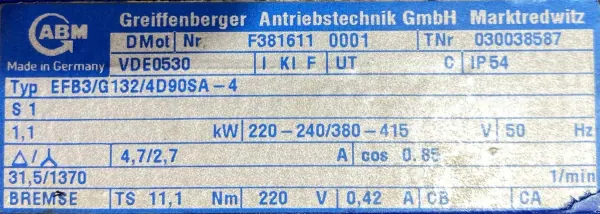 Motoreduktor / przekładnia 1,1kW 31,5obr. 3fazowy HAMULEC - zdjęcie 2