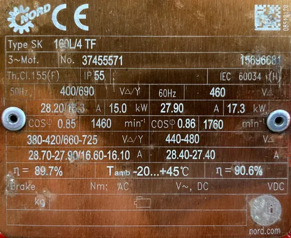 Motoreduktor / przekładnia 15kW 21obr. NORD - zdjęcie 3