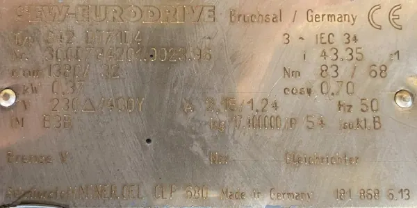 Motoreduktor / przekładnia 0,37kW 32obr. 3fazowy SEW - zdjęcie 2