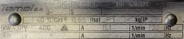 Silnik elektryczny 4kW 720obr. 3fazowy Tamel - zdjęcie 2
