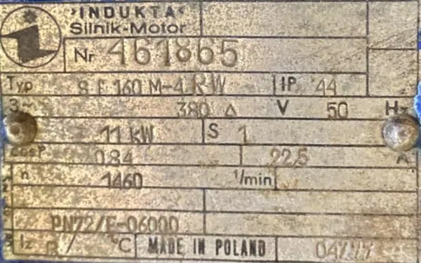Silnik elektryczny 11kW 1460obr. 3fazowy INDUKTA - zdjęcie 2