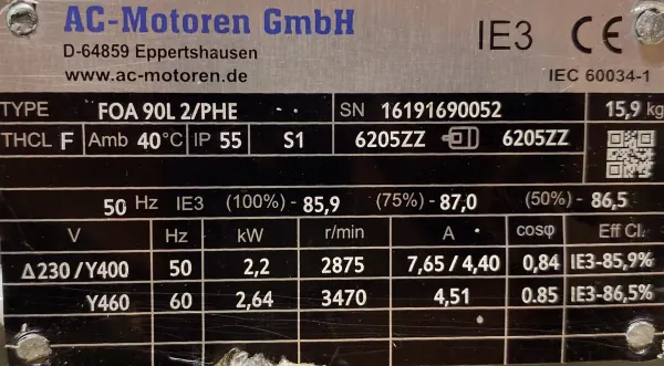 Silnik elektryczny 2,2kW 2875obr. 3fazowy IE3 - zdjęcie 2