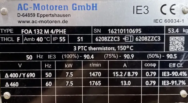 Silnik elektryczny 7,5kW 1470obr. 3fazowy IE3 - zdjęcie 2