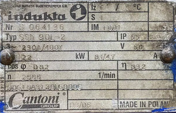 Silnik elektryczny 2,2kW 2855obr. 3fazowy INDUKTA - zdjęcie 2