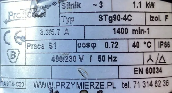 Silnik elektryczny STg90-4C 1,1kW 1400obr. 3fazowy - zdjęcie 2