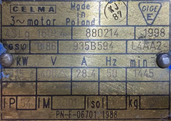 Silnik elektryczny 15kW 1445obr. 3fazowy CELMA - zdjęcie 2