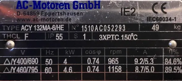 Silnik elektryczny 4kW 965obr. 3fazowy 132B35 IE2 - zdjęcie 2