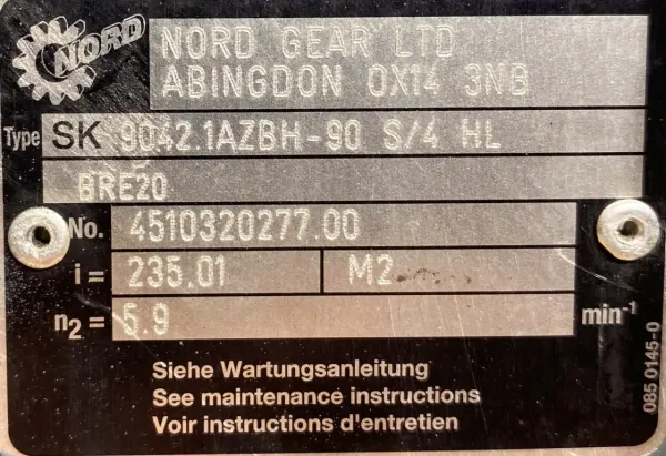 Motoreduktor / przekładnia 1,1kW 5,9obr. 3fazowy HAMULEC NORD - zdjęcie 3