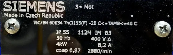 Silnik elektryczny 4kW 2880obr. 3fazowy SIEMENS - zdjęcie 2