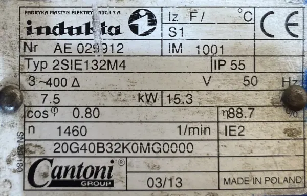 Silnik elektryczny 7,5kW 1460obr. 3fazowy INDUKTA IE2 B3 - zdjęcie 2