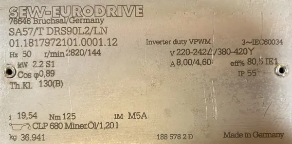 Motoreduktor / przekładnia 2,2kW 144obr. SEW - zdjęcie 2