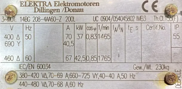 Silnik elektryczny 37kW 1465obr. 3fazowy - zdjęcie 2