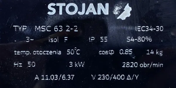 Silnik elektryczny jamnik 3kW 2820obr. 3fazowy U DO PIŁY TARCZOWEJ - zdjęcie 2