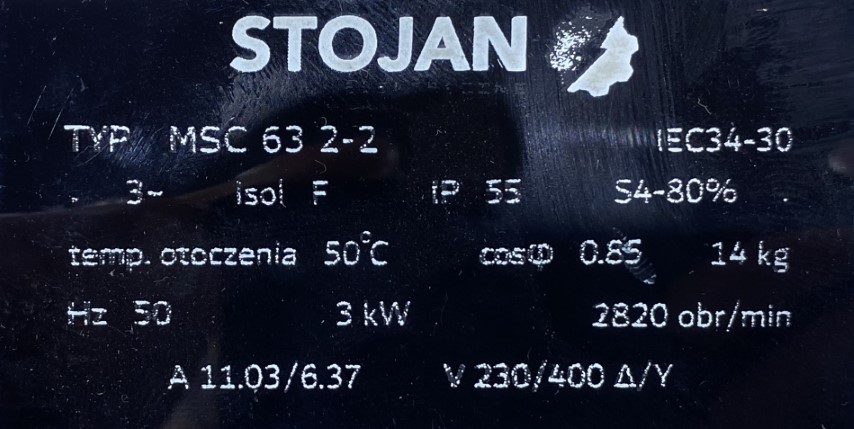 silnik elektryczny jamnik 3kW 2820obr. 3fazowy U DO PIŁY TARCZOWEJ - zdjęcie 2