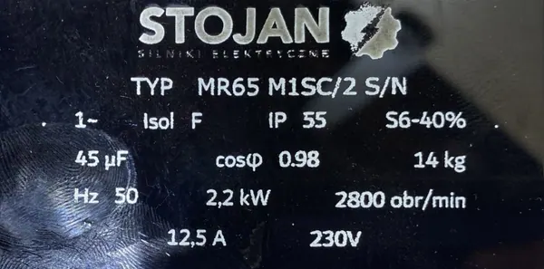 Silnik elektryczny jamnik 2,2kW 2800obr. 1fazowy 230V U DO PIŁY TARCZOWEJ - zdjęcie 2