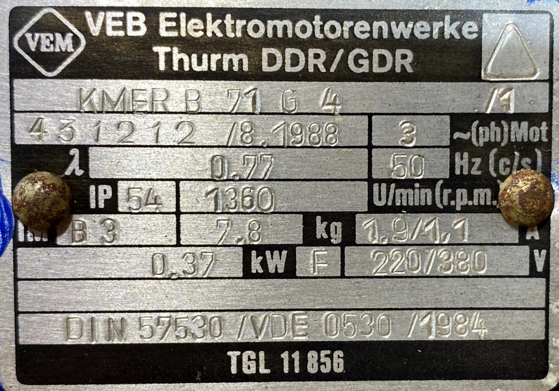 silnik elektryczny 0,37kW 1360obr. 3fazowy VEM - zdjęcie 2