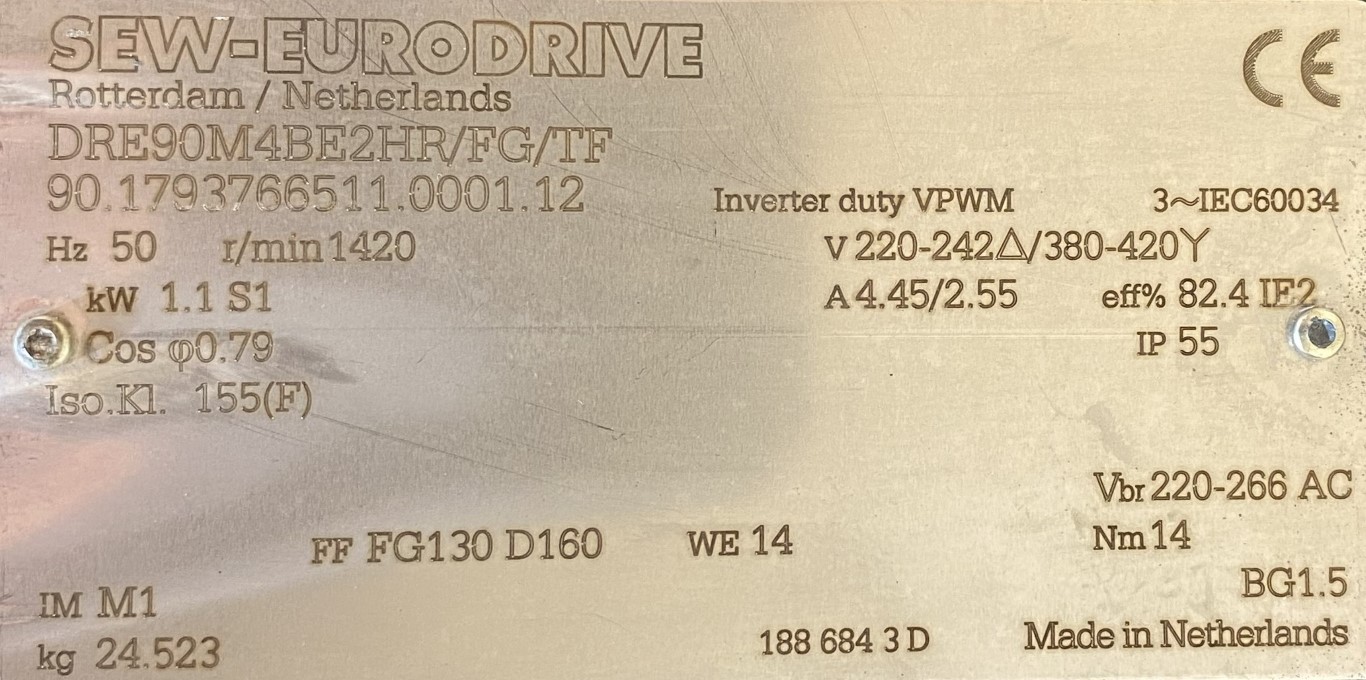 motoreduktor / przekładnia 1,1kW 34obr. 3fazowy HAMULEC SEW - zdjęcie 2