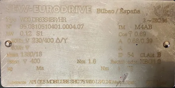 Motoreduktor / przekładnia 0,12kW 18obr. 3fazowy HAMULEC SEW - zdjęcie 2