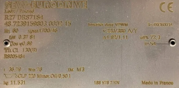 Motoreduktor / przekładnia 0,37kW 38obr. 3fazowy SEW - zdjęcie 2