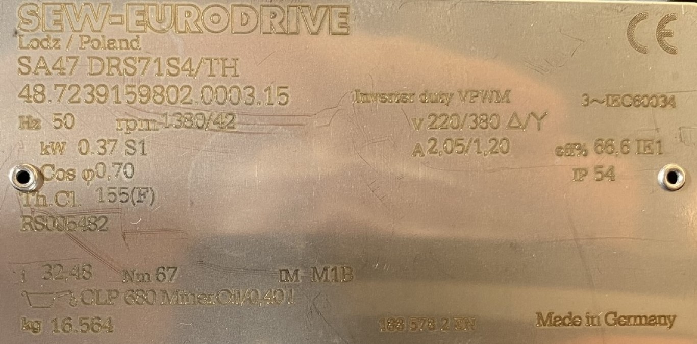 motoreduktor / przekładnia 0,37kW 42obr. 3fazowy SEW (tuleja) - zdjęcie 2