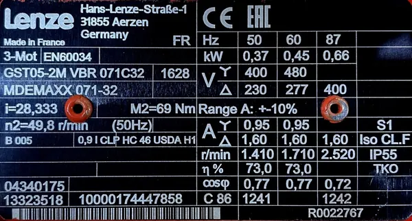 Motoreduktor / przekładnia 0,37kW 49,8obr. 3fazowy Lenze - zdjęcie 2
