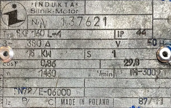 Silnik elektryczny 15kW 1460obr. 3fazowy INDUKTA B3 - zdjęcie 2