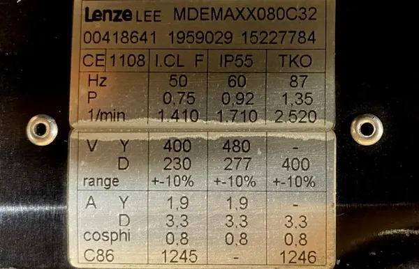 Motoreduktor / przekładnia 0,75kW 70,3obr. 3fazowy Lenze - zdjęcie 2