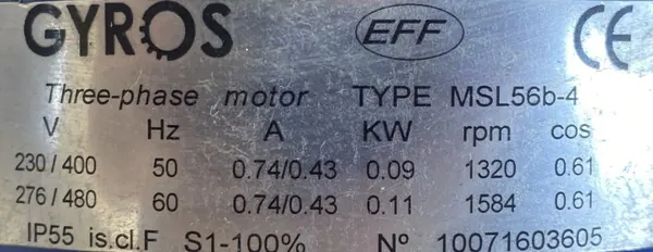Silnik elektryczny 0,09kW 1320obr. 3fazowy - zdjęcie 2