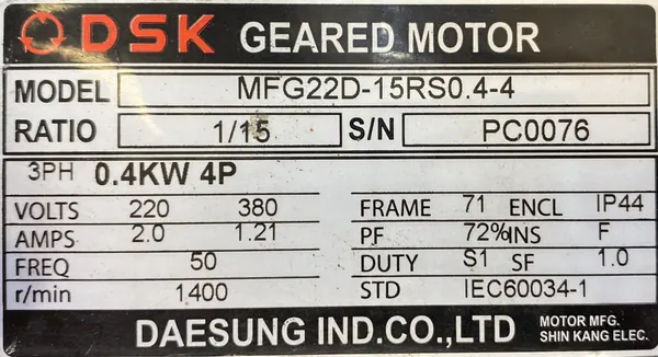 Motoreduktor / przekładnia 0,4kW 93obr. 3fazowy - zdjęcie 2
