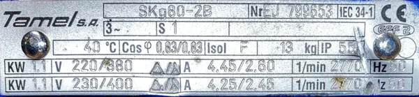 Silnik elektryczny 1,1kW 2770obr. 3fazowy Tamel - zdjęcie 2