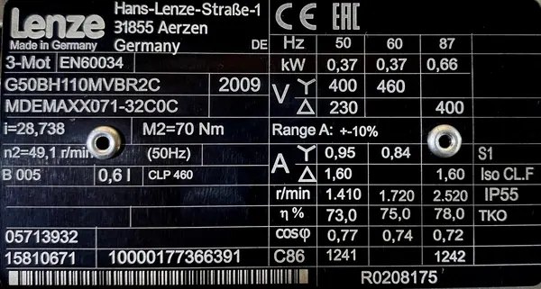 Motoreduktor / przekładnia 0,37kW 49,1obr. 3fazowy Lenze - zdjęcie 2