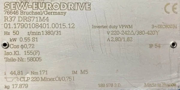 Motoreduktor / przekładnia 0,55kW 31obr. 3fazowy SEW - zdjęcie 2